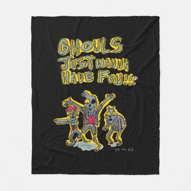 Cobertor De Velo Ghouls Só Quer Divertir-Se Com Slogan De Spooky (Frente)