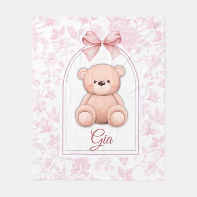 Cobertor De Velo Gia | Design de Enfermeiro de Urso Rosa Personaliz (Frente)