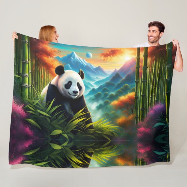 Cobertor De Velo Giant Panda na Floresta de Bamboo (In Situ)