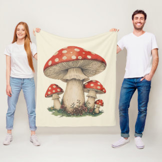 Cobertor De Velo Giant Red Amanita Mushroom Retro Cottagecore -Cozy