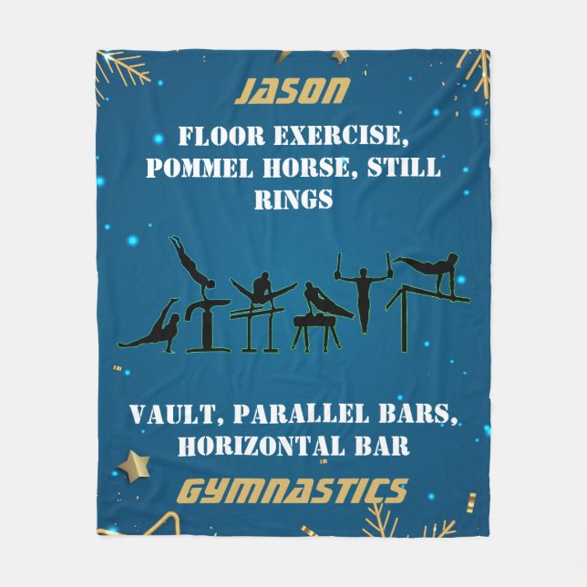 Cobertor De Velo Ginástica Dourada de inverno para Meninos Personal (Frente)