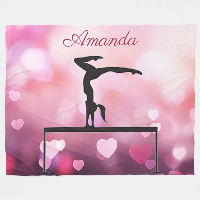Cobertor De Velo Ginástica Equilibra Corações Rosa (Frente (Horizontal))