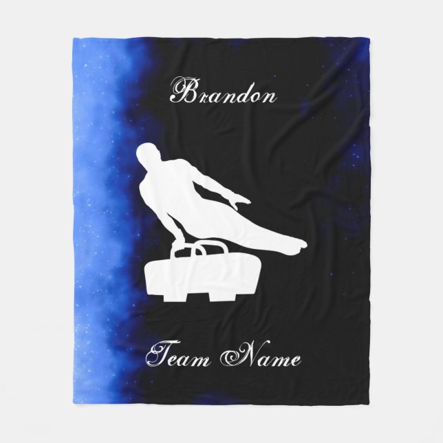 Cobertor De Velo Ginástica Masculina Preto, Azul, Branco c/ Nome da (Frente)