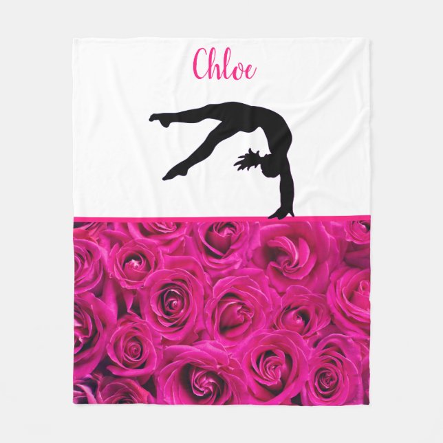 Cobertor De Velo Ginástica Rosas Rosa Rosa e Branca (Frente)