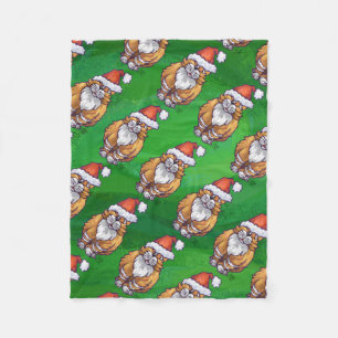 Cobertor De Velo Ginger Cat Christmas on Green