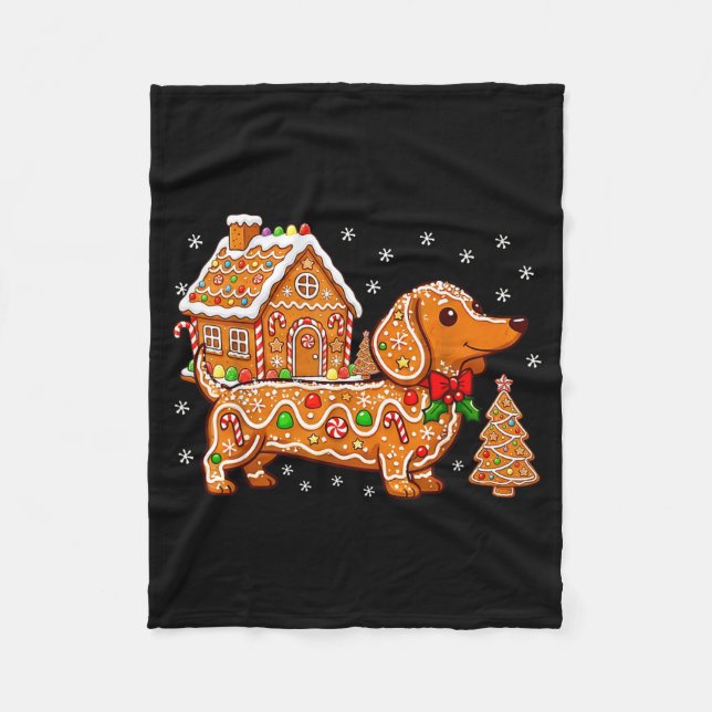Cobertor De Velo Gingerbread Dachshund Christmas Tree House Cookie  (Frente)