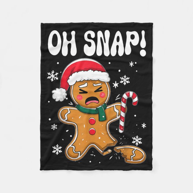 Cobertor De Velo Gingerbread Man Oh Snap Christmas Funny Cookie Bak (Frente)