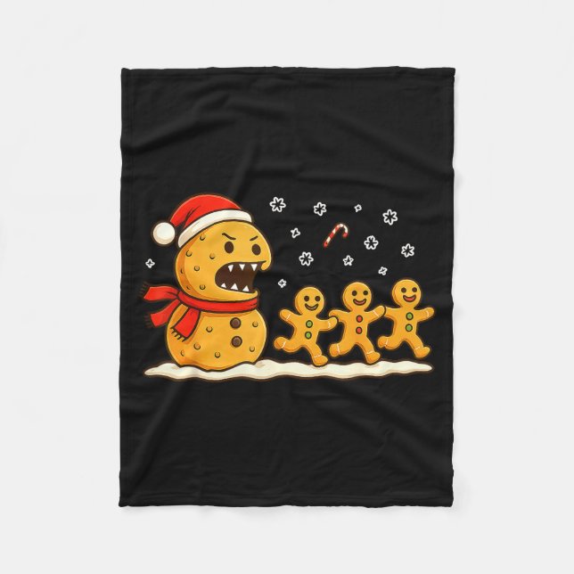 Cobertor De Velo Gingerbread Monster Chase Funny Christmas Cookie X (Frente)