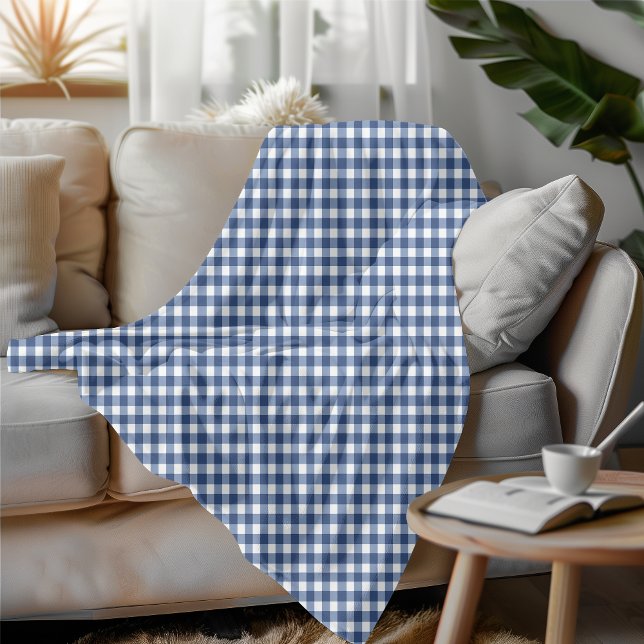 Cobertor De Velo Gingham Azul e Branco, com Estilo Cozy Verificado (Criador carregado)