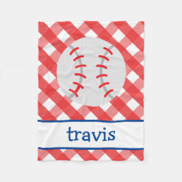 Cobertor De Velo Gingham Baseball Personalizado Fleece Blanket