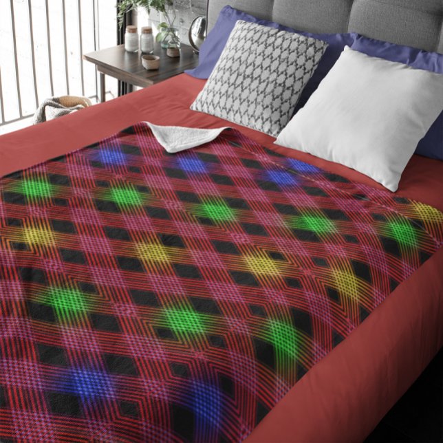 Cobertor De Velo Gingham Checkered Multicolor Fleece Blanket (Gingham Checkered Multicolored Fleece Blanket)