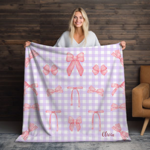 Cobertor De Velo Gingham Púrpura e Arco cor-de-rosa