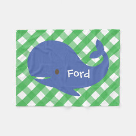 Cobertor De Velo Gingham Whale Personalizado Fleece Blanket