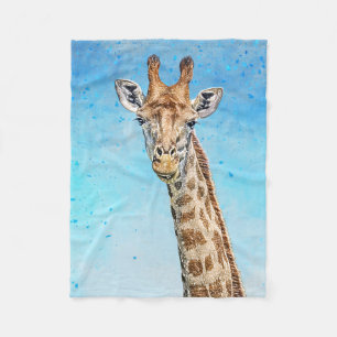 Cobertor De Velo Girafa Curiosa com Céu Azul Confetti
