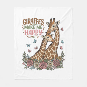 Cobertor De Velo Girafas Me Fazem Feliz Camisa Vintage Floral Desig