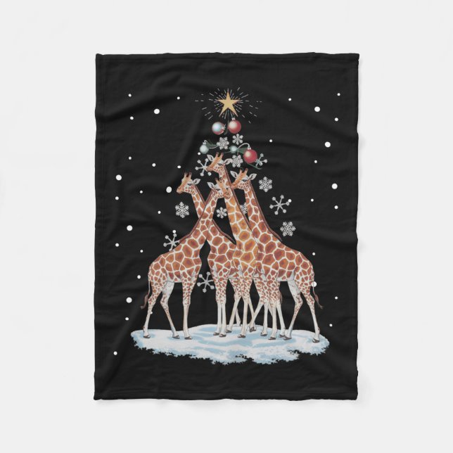 Cobertor De Velo Girafas Xmas Árvore Girafa Feliz De Natal Ch (Frente)