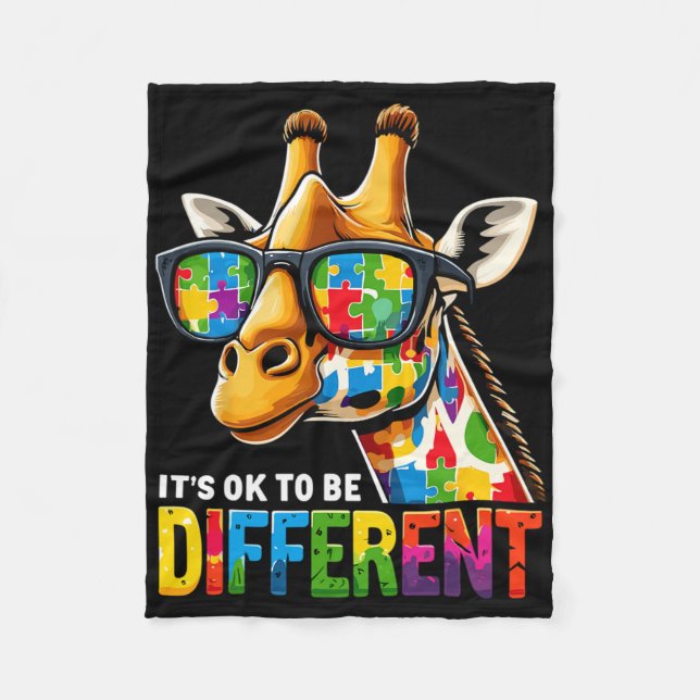 Cobertor De Velo Giraffe Conscientização do Autismo É Ok Ser Difere (Frente)