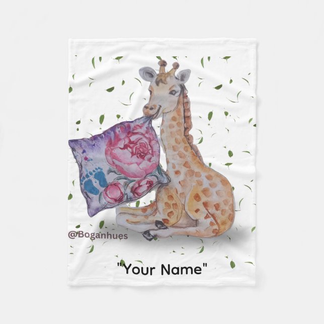 Cobertor De Velo Giraffe Impressão Baby Fleece (Frente)