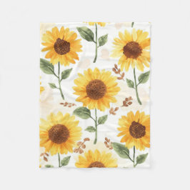 Cobertor De Velo Girassóis Amarelos Aquarela Floral Caprichoso