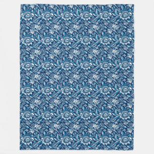 Cobertor De Velo Girassóis de William Morris, azul escuro e branco