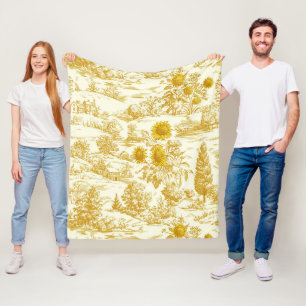 Cobertor De Velo Girassol Campo Vintage Toile Amarelo (2)