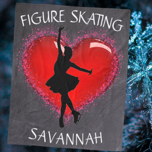 Cobertor De Velo Girls Figura Skating Chalkboard Heart w/ Name