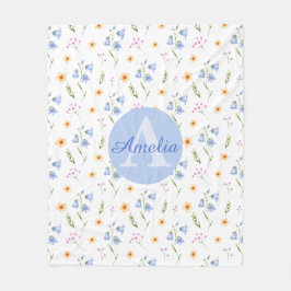 Cobertor De Velo Girls Floral Pattern Monogram Name Kids Blanket