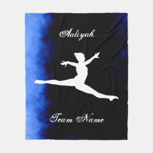 Cobertor De Velo Girls Gymnastics Black, Blue, White com Nome da Eq