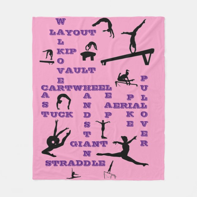 Cobertor De Velo Girls Gymnastics Crossword Fleece Blanket (Frente)
