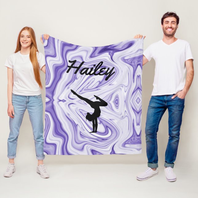 Cobertor De Velo Girls Gymnastics Fleece Blanket com Nome (In Situ)