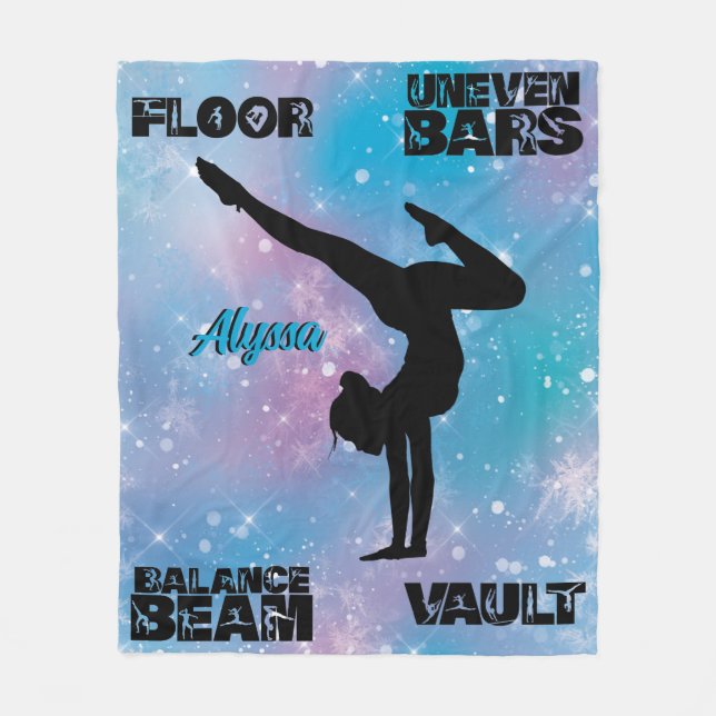 Cobertor De Velo Girls Gymnastics Floor, Bares, Beam, Cofre Pastel (Frente)
