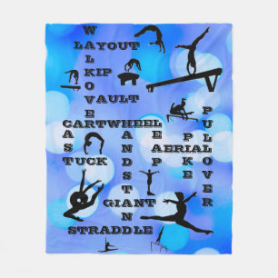 Cobertor De Velo Girls Gymnastics Habilita Palavras Cruzadas Azul
