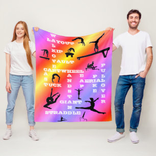 Cobertor De Velo Girls Gymnastics Habilita Palavras Cruzadas Colori