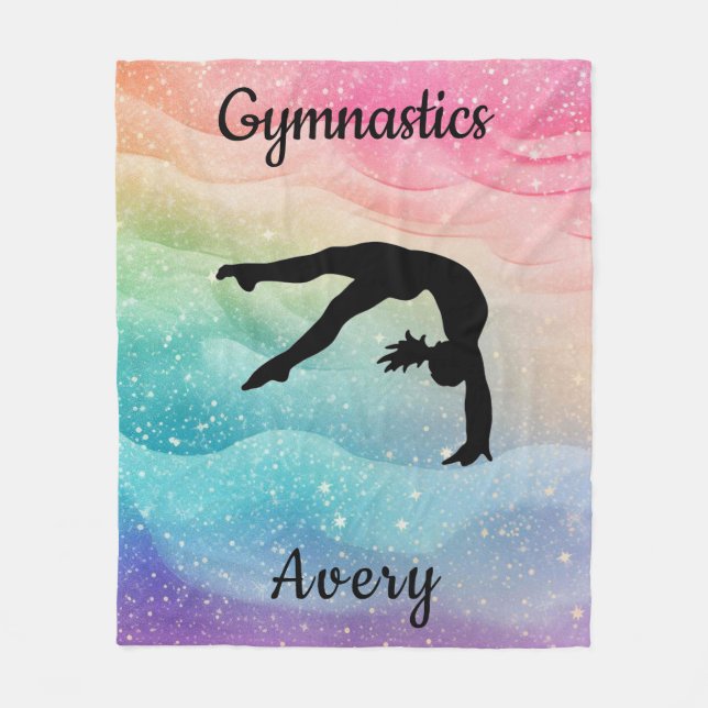 Cobertor De Velo Girls Gymnastics Pastel Rainbow Waves (Frente)