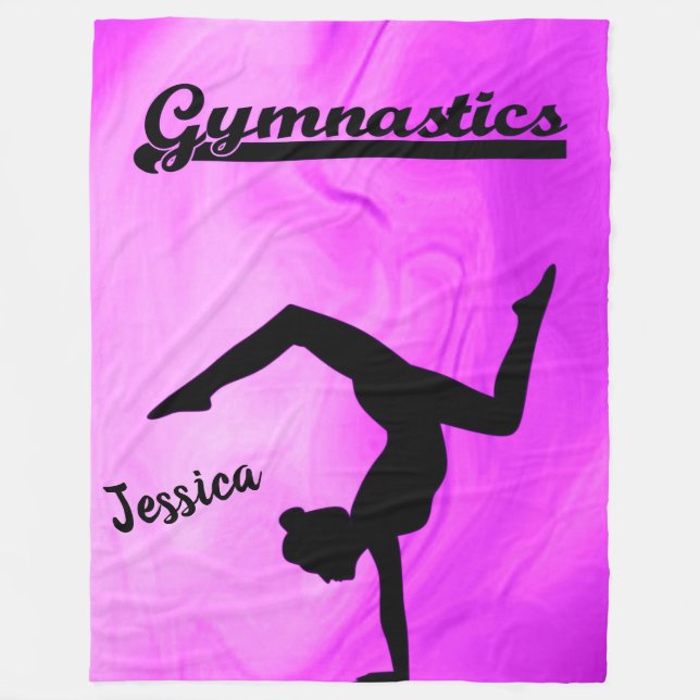 Cobertor De Velo Girls Gymnastics Purple Swirl Personalizado (Frente)