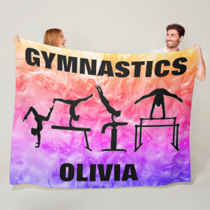 Cobertor De Velo Girls Gymnastics Rainbow Swirls Fleece Blanket