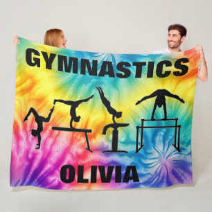 Cobertor De Velo Girls Gymnastics Rainbow Swirls Fleece Blanket