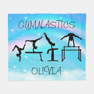 Cobertor De Velo Girls Gymnastics Rainbow Swirls Fleece Blanket