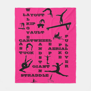Cobertor De Velo Girls Hot Pink Gymnastics Skilds Fleece Blanket