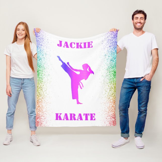 Cobertor De Velo Girls Karate Rainbow Speckles Fleece Blanket (In Situ)