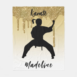Cobertor De Velo Girls Karate Stance Glitter Dribler Ombre Dourado