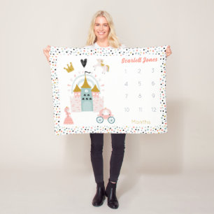 Cobertor De Velo Girls Magical Princess Castle Monthly Milestone