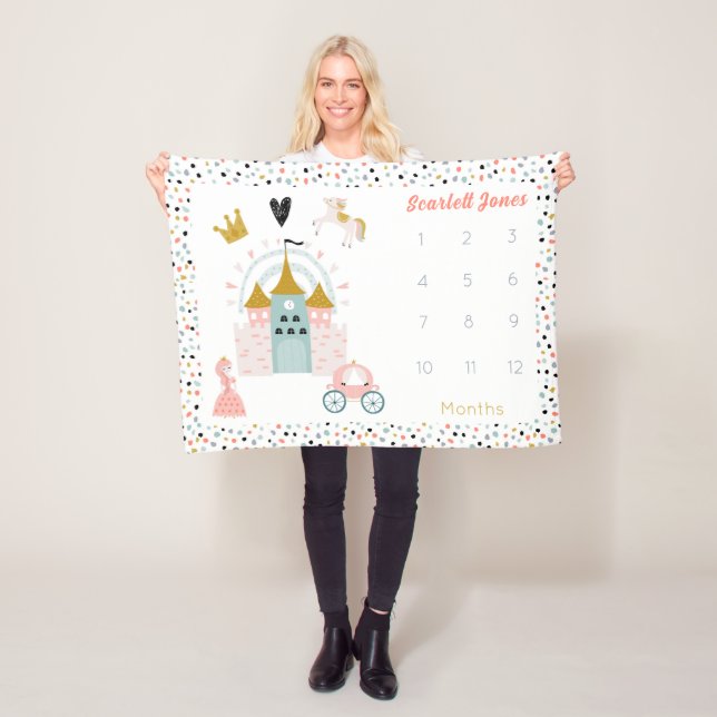 Cobertor De Velo Girls Magical Princess Castle Monthly Milestone (In Situ)