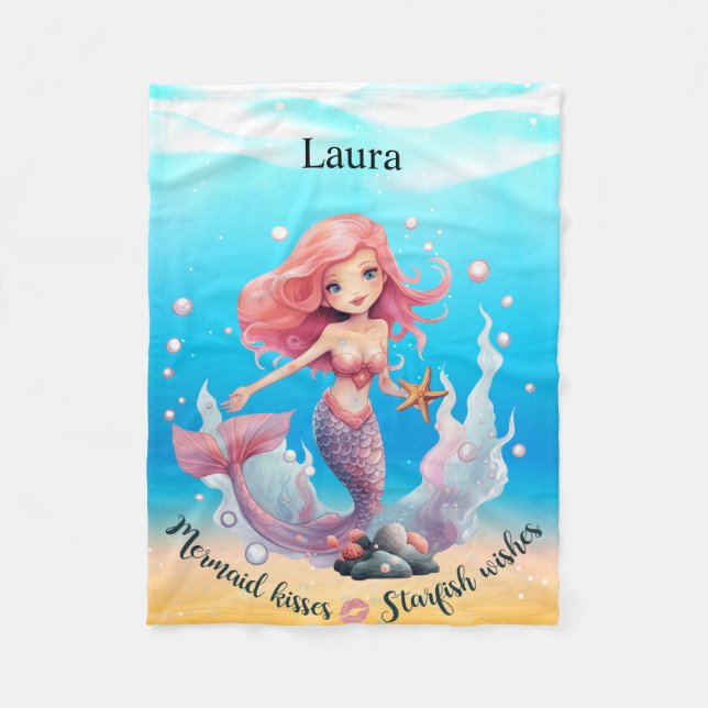 Cobertor De Velo Girls Mermaid Fleece Blanket (Frente)