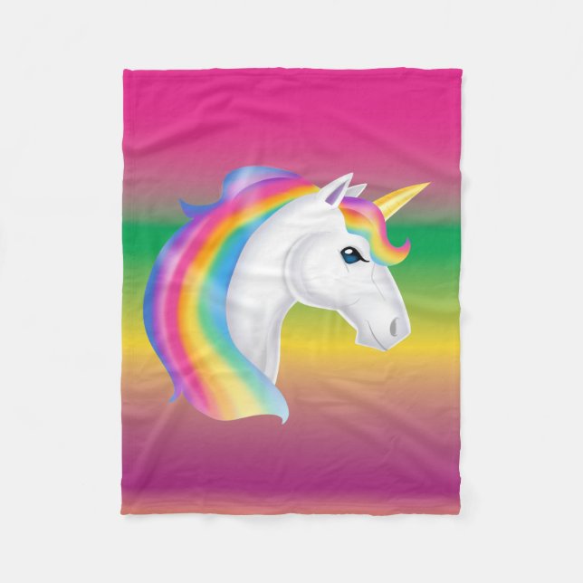 Cobertor De Velo Girls Rainbow Unicorn Fleece (Frente)