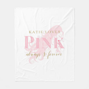 Cobertor De Velo Girly Love Pink Forever Woman Silhouette and Name