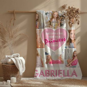 Cobertor De Velo Girly Princess Photo Collage Heart   Nome