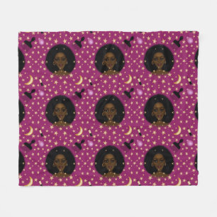 Cobertor De Velo Glam Black Woman Afro Hair pic batom rosa