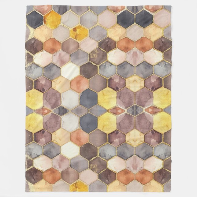 Cobertor De Velo Glam Honey Comb Blush Champagne Abstrato (Frente)