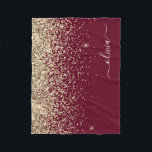 Cobertor De Velo Glam Monograma da Rapariga Glitter Dourada da Borg<br><div class="desc">Nome do Monograma da Glitter Glitter Glitter de Faux Faux Dourado e Burgundy e Blanket de Fleece Inicial. Isto faz o doce e perfeito aniversário de 16 anos, casamento, chá de panela, aniversário, chá de fraldas ou festa de solteira presente para alguém que ama luxo de luxo e estilos quíticos....</div>